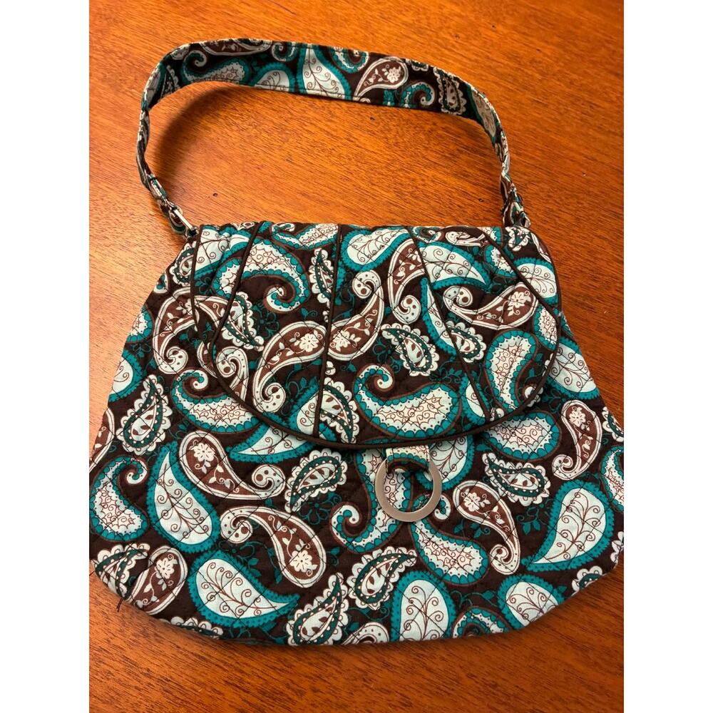 Marie‎ By Giftcraft Quilted Paisley Cotton Shoulder Bag Brown Teal Boho Purse